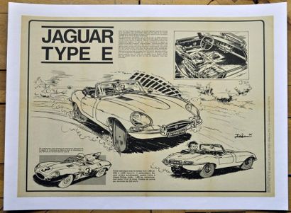 JIDEHEM Jaguar Type E Affiche entoilée. 43x61cm