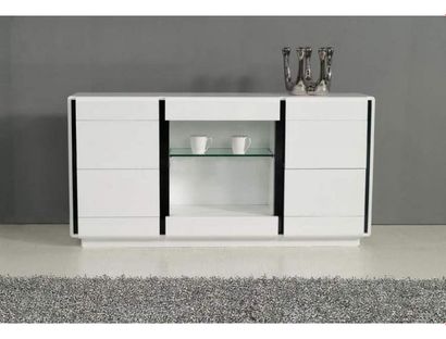 null Buffet. Réf. r27/E508, couleur noir, en fibre de bois entrecroisée et teintée....