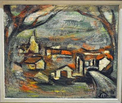 Joseph ESPALIOUX La Roquebrou (Cantal) Huile sur toile Signée en bas à droite (1976)...
