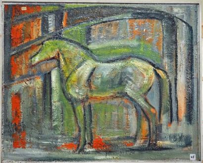 Joseph ESPALIOUX Les cinq chevaux Huile sur toile

Signée au dos

65x81cm