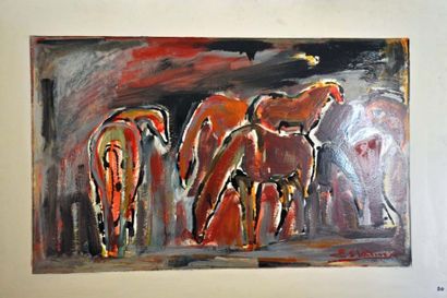 Joseph ESPALIOUX Chevaux Huile sur papier

Signée en bas à droite

59x82cm