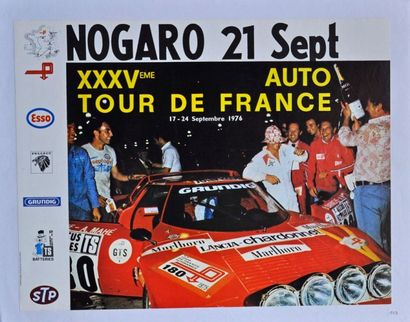  Tour de France 1976. Affiche entoilée, B. Darniche- A. Mahé sur Stratos. 40x60c...