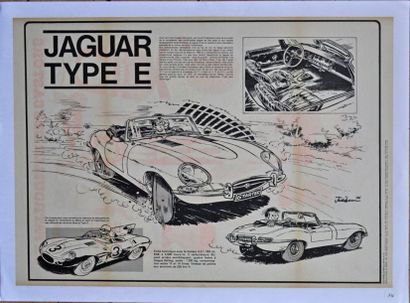 JIDEHEM. Jaguar Type E. Affiche entoilée....