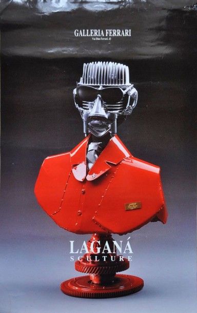 LAGANA Sculpture. Galleria Ferrari. Affiche. 97x68cm