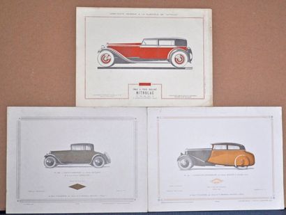 null 17 imprimés: Hispano, Bugatti, Delage, Ballot, Vanden Plas, vers 1920-1930,...