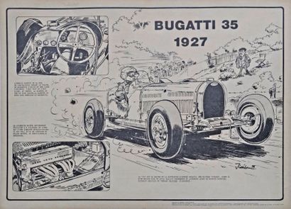 JIDEHEM. Bugatti 35 GP. Affiche entoilée....