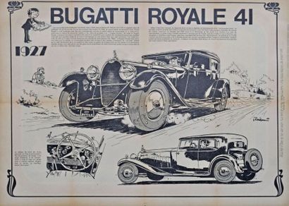 JIDEHEM. La Bugatti Royale. Affiche entoilée....