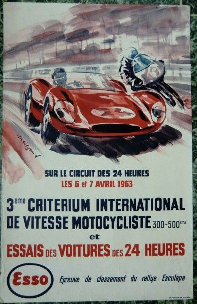 1 Affiche: 24h du Mans 1963 essais (60x4...