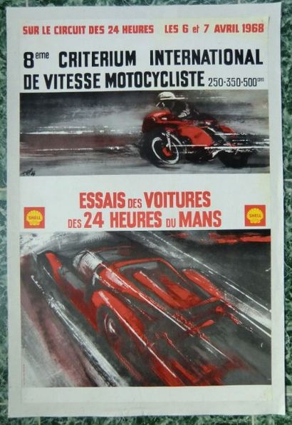 null 4 Affiches: 24h du Mans 1966 essais(2) +1970 (1) + 1971(1) 60x40cm