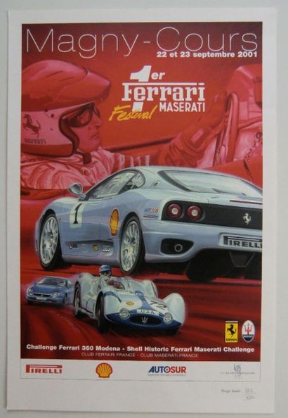  9 Affiches Club Ferrari France, poster GP Historique, Tour de France, Magny Cours,...