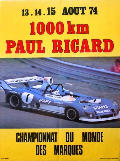 null 1000 km Paul Ricard 1974. Affiche 63x43cm + Affiche Moto 