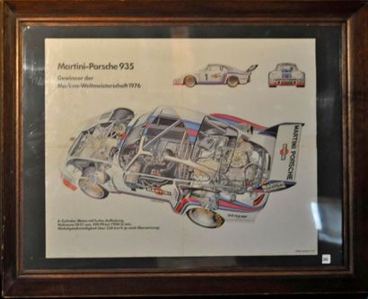  PORSCHE. 935 Martini. Eclaté, Rallye Racing 11/76. 40x55cm