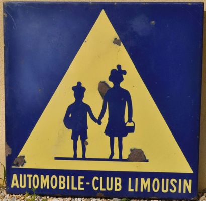  Plaque de signalisation émaillée de forme rectangulaire marquée "Automobile - Club...