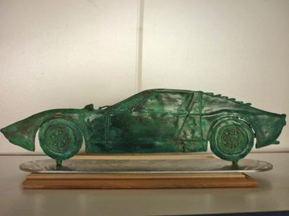  Lamborghini Miura en Bronze d'Art. Fonte à cire perdue, socle inox. Numéroté et...
