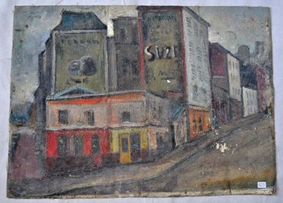 OGUISS OGUISS, dans le style de. Rue à Montmartre. Huile sur toile 44x60 cm