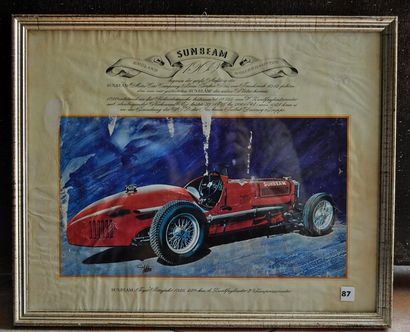 E. KUHN (de après) Alfa Romeo P2 1924, Maserati 1928, Era 1934, Sunbeam 1925. 4 Gravures...