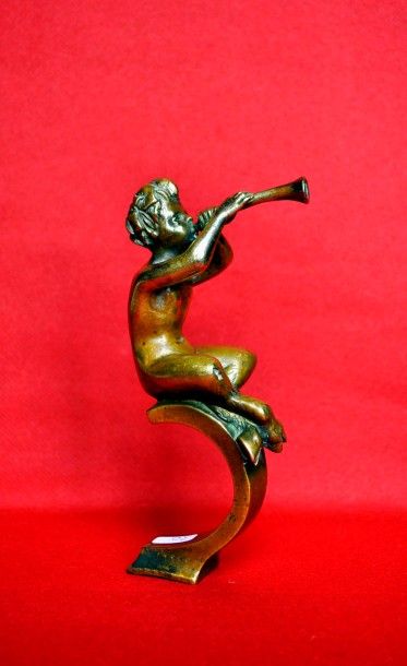 JACTEL Jeune faune musicien. Bronze signé. Ht. 15cm
