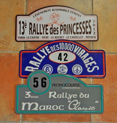 null Lot de 3 plaques de rallye: 13° Rallye des Princesses, Rallye des 10 000 virages,...