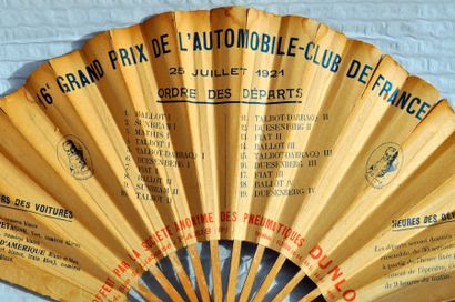 Walter THOR (1870-1929) Exceptionnel éventail "programme" du 16° GP de France de...