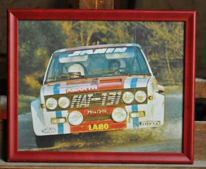 null Fiat 131 Abarth, M. Mouton. Poster encadré. 25x30cm