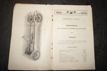 De Dion-Bouton DE DION-BOUTON. Notice explicative modèle 1913, 14cv, type DZ. 67...