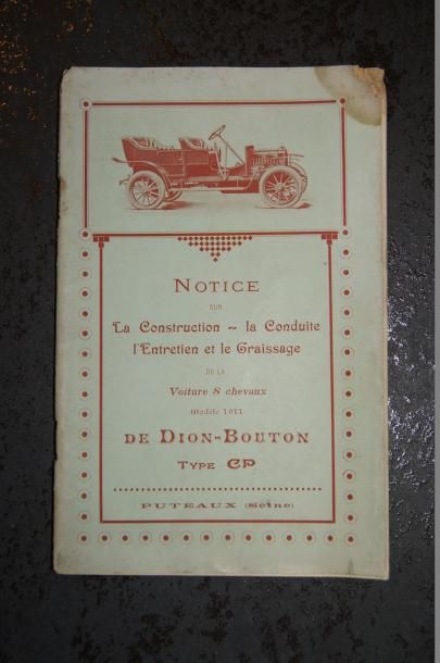 De Dion-Bouton DE DION-BOUTON. Notice sur la construction, la conduite, l'entretien...