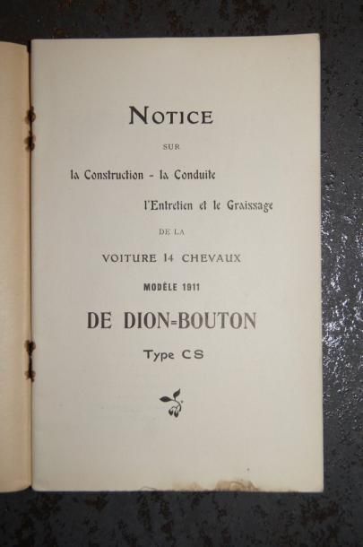 De Dion-Bouton DE DION-BOUTON. Notice sur la construction, la conduite, l'entretien...