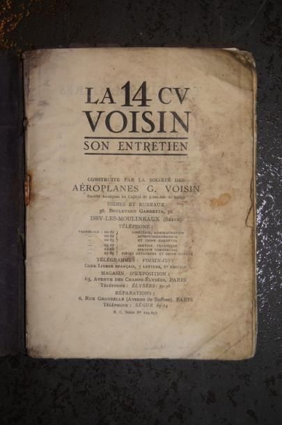 null Livret voiture "14 cv Voisin, son entretien) Aéroplanes G Voisin 1926. 102 pages,...