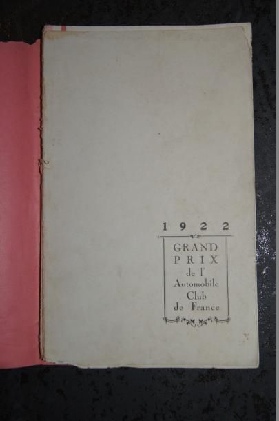 null Livret Grand Prix de l'automobile Club de France 1922. 14 x 22 cm (Réf. 143...