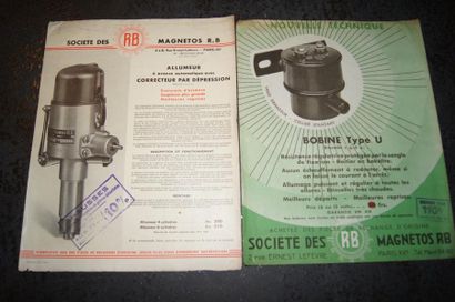  Ensemble de documentations techniques et promotionnelles "Société des magnétos RB"...