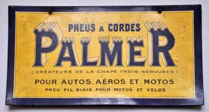  Plaque métallique publicitaire pour les pneus Palmer, dimensions 36x19 cm envir...