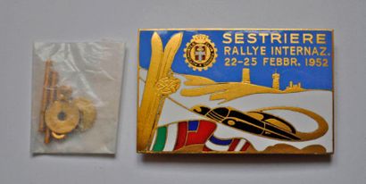 Badge du rallye de Sestrières 1952 avec ses...