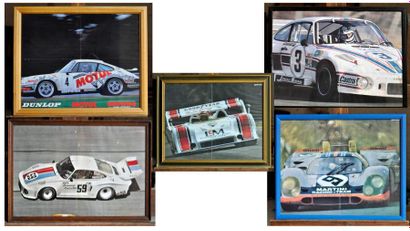 PORSCHE Lot de 5 Posters encadrés: Porsche Carrera 4, Motul Serpistar, 40x50cm +...
