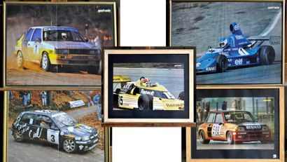 RENAULT Lot de 5 posters encadrés: Renault Clio sport N° 3, Boucles de Spa, Radio...