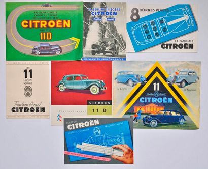 CITROËN Citroën. Lot de dépliants et prospectus sur la Traction 11cv. 
