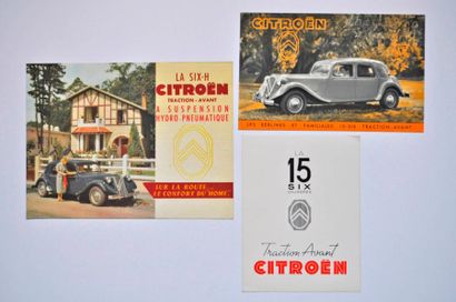 CITROËN Citroën. Lot de dépliants sur la Traction 15-six. 