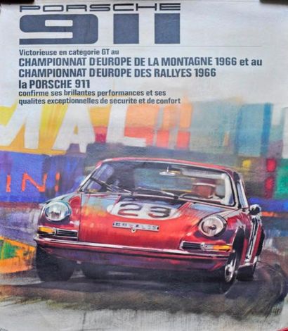PORSCHE 911. Championne d’Europe 1966. Affiche...