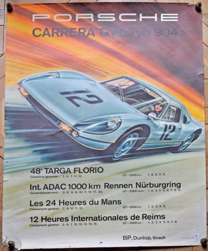 null PORSCHE 904 GTS. Targa Florio- Le Mans – Reims – Nürburgring. Affiche entoilée...