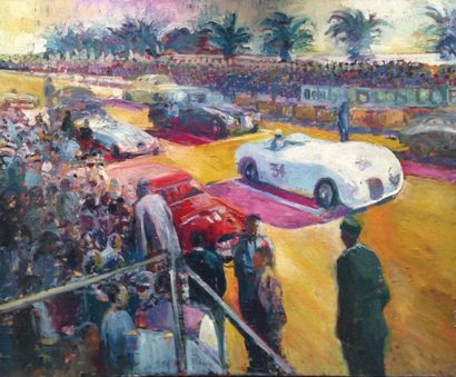 null LANDAUER Patrice. Départ du GP d’Agadir1953. La Jaguar C de Simone, le Ferrari...