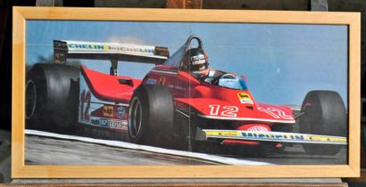 null Ferrari 312 T4 N°12, G. Villeneuve. Poster encadré. 25x55cm