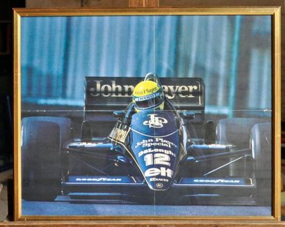 null Lotus 85 T JPS N° 12, A. Senna. Poster encadré. 40x50cm