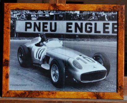 null Mercedes W 196, Spa 55, 1er. Fangio. Poster encadré. 30x40cm