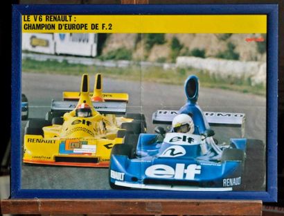 null V6 Renault Championnat Europe 76, Martini + Elf 2. Poster encadré. 40x50cm