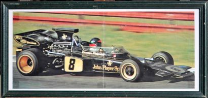 null Lotus 72 JPS N° 8, Fittipaldi 1971. Poster encadré. 25x55cm