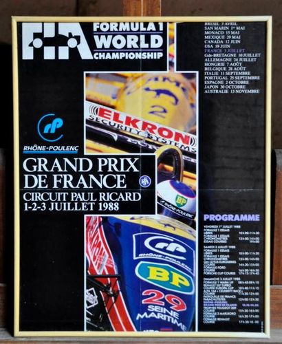 null Affiche Gran Prix de France 88, P. Ricard. 40x50cm