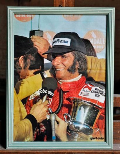null Emerson Fittipaldi, World Championship 1974. Poster encadré. 27x37xm