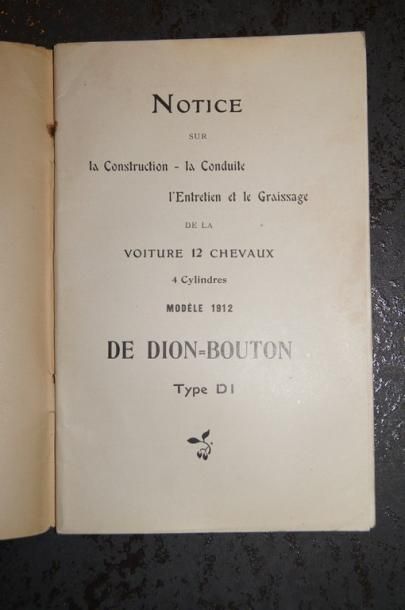 De Dion-Bouton DE DION-BOUTON. Notice sur la construction, la conduite, l'entretien...