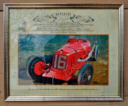 E. KUHN (de après) Alfa Romeo P2 1924, Maserati 1928, Era 1934, Sunbeam 1925. 4 Gravures...