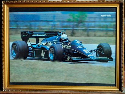 LOTUS Lot de 5 Posters: Lotus N° 12. Brabham?, poster encadré. Lotus 72, Gold Leaf...