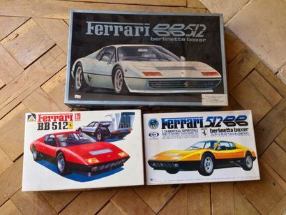 FERRARI Lot de trois maquettes Ferrari 512 BB par Fujimi, Roshima et Tilt
